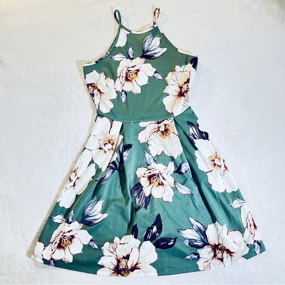 Floral Green Mini Dress